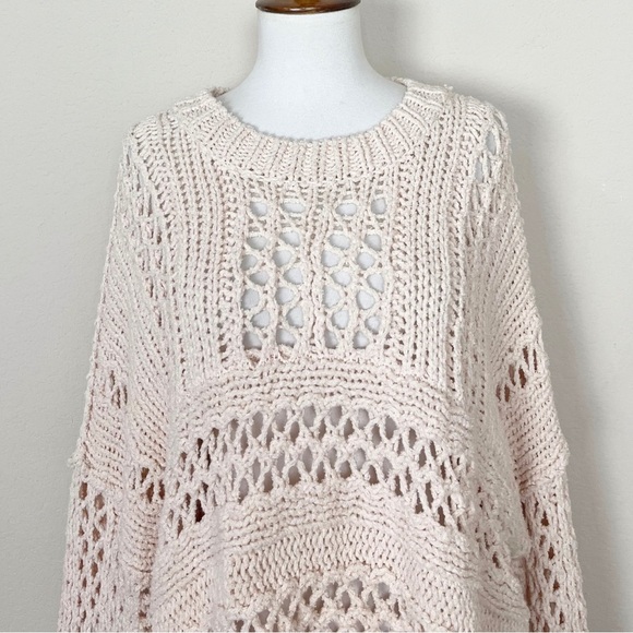 Free People Higher Love Crochet Knit Fringe Boho Sweater Size Medium Hippie - Picture 6 of 14